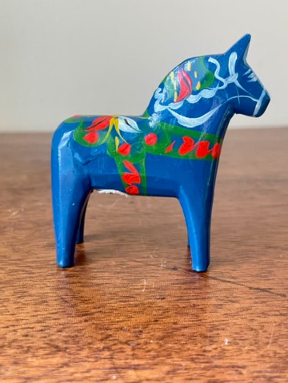Handmade Swedish Dala Horse: Traditional Blue Dalecarlian Décor Folk Art